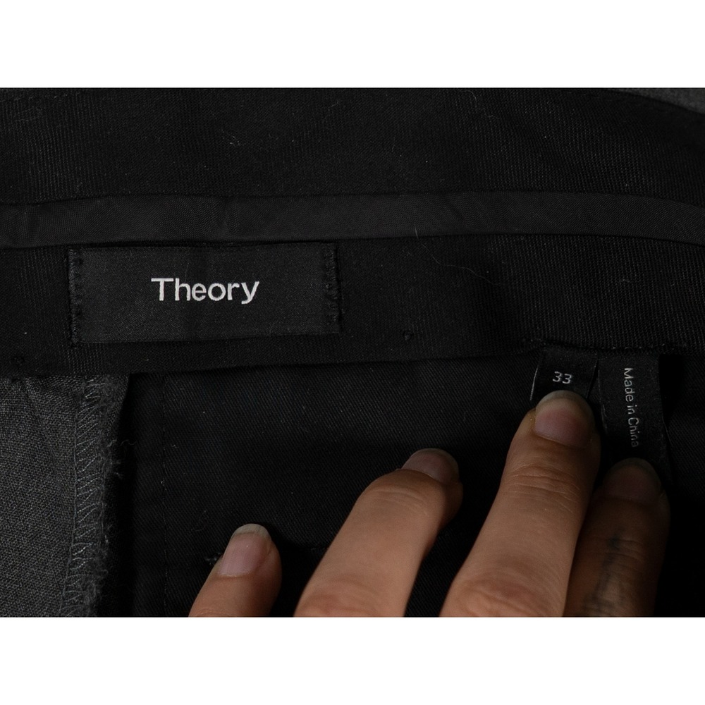 Theory Mens Marlo New Tailor 2 Slim Straight Virgin Wool Pants Charcoal Grey 33 image 3
